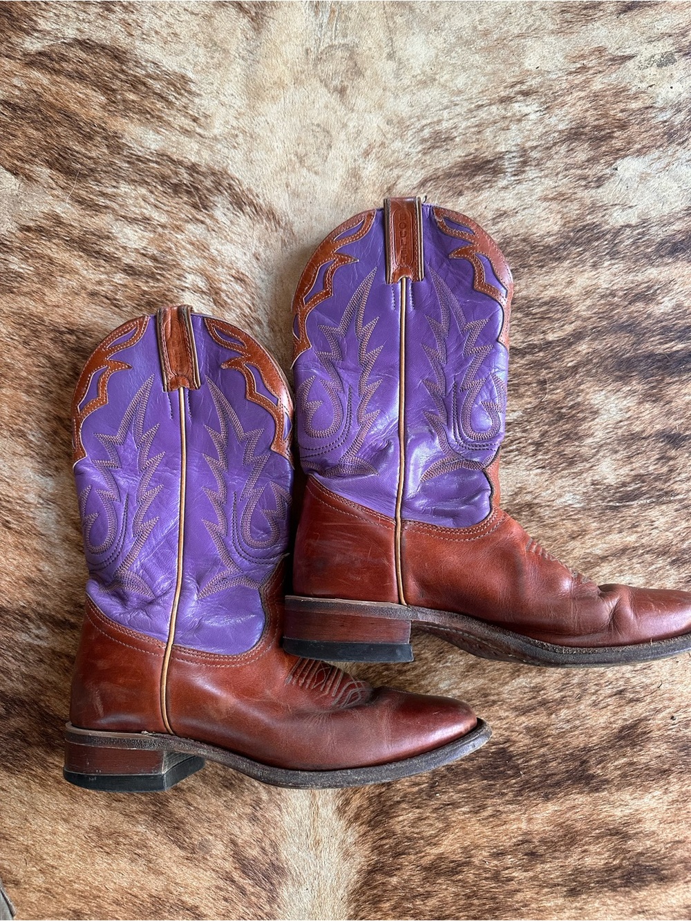 Boulet Women’s 7.5 Purple and Brown Leather Western Boots